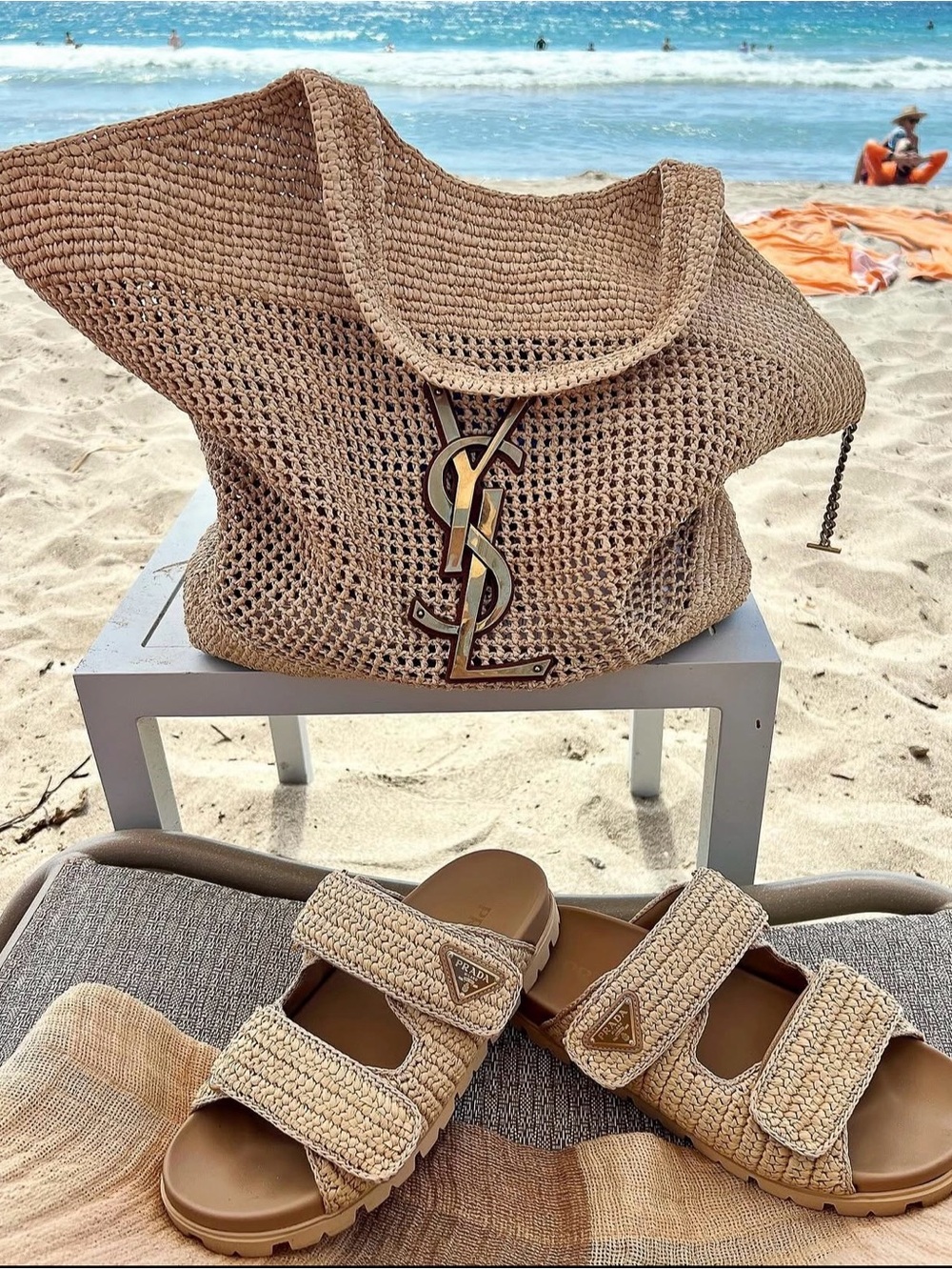 ✨Saint Laurent Icare Raffia Tote | Ebano
 XL Tote Bag | Sunglass Wallet Gold 🤎 - Picture 6 of 6